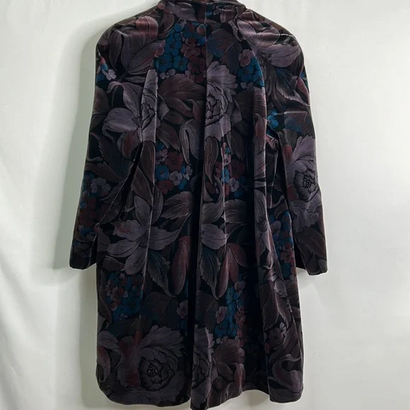 Tozai Vintage boho floral velvet cotton oversized pocketed cloak jacket